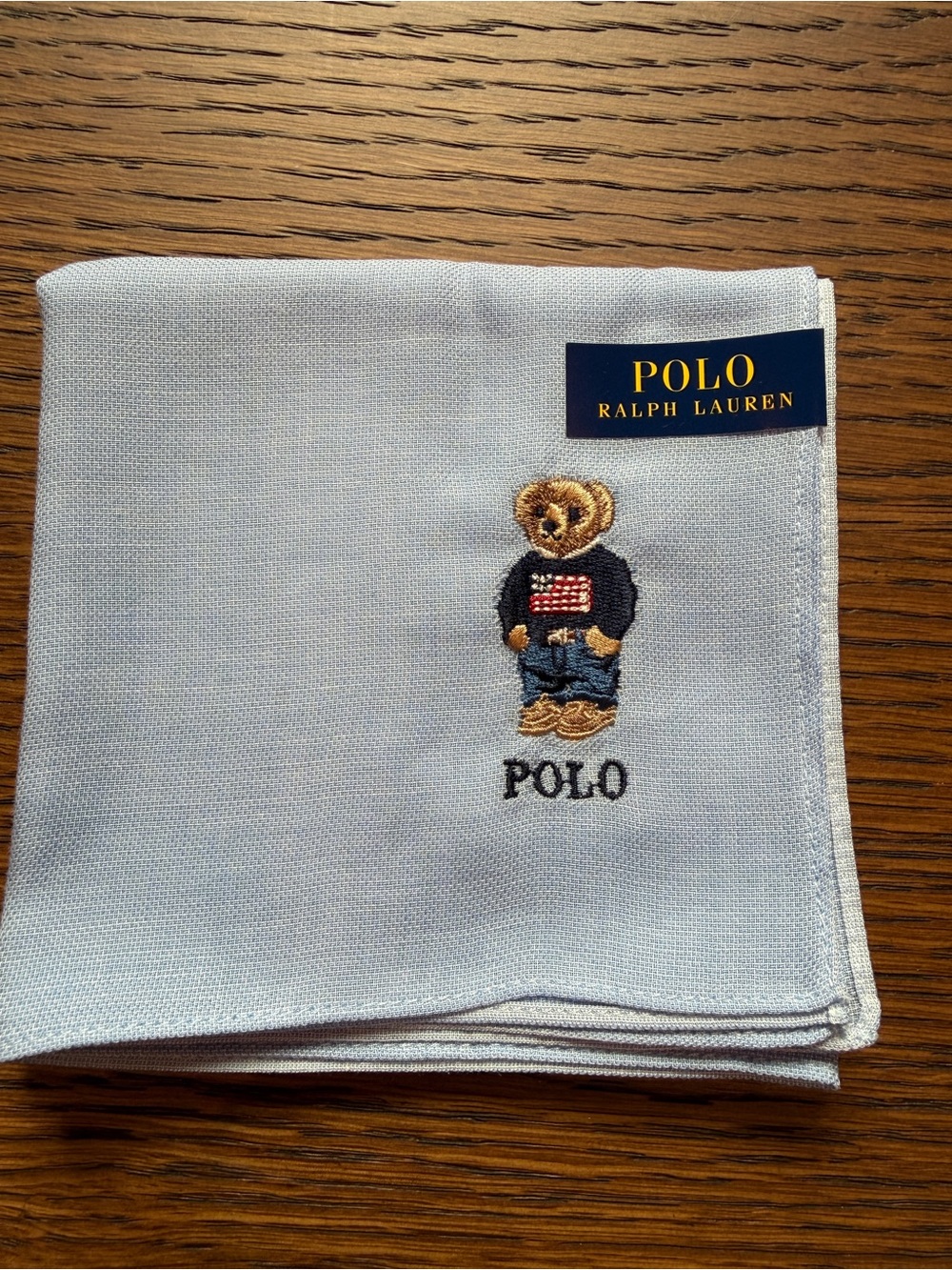 Polo Ralph Lauren Light Blue Bear Embroidered Polo Bear Scarf